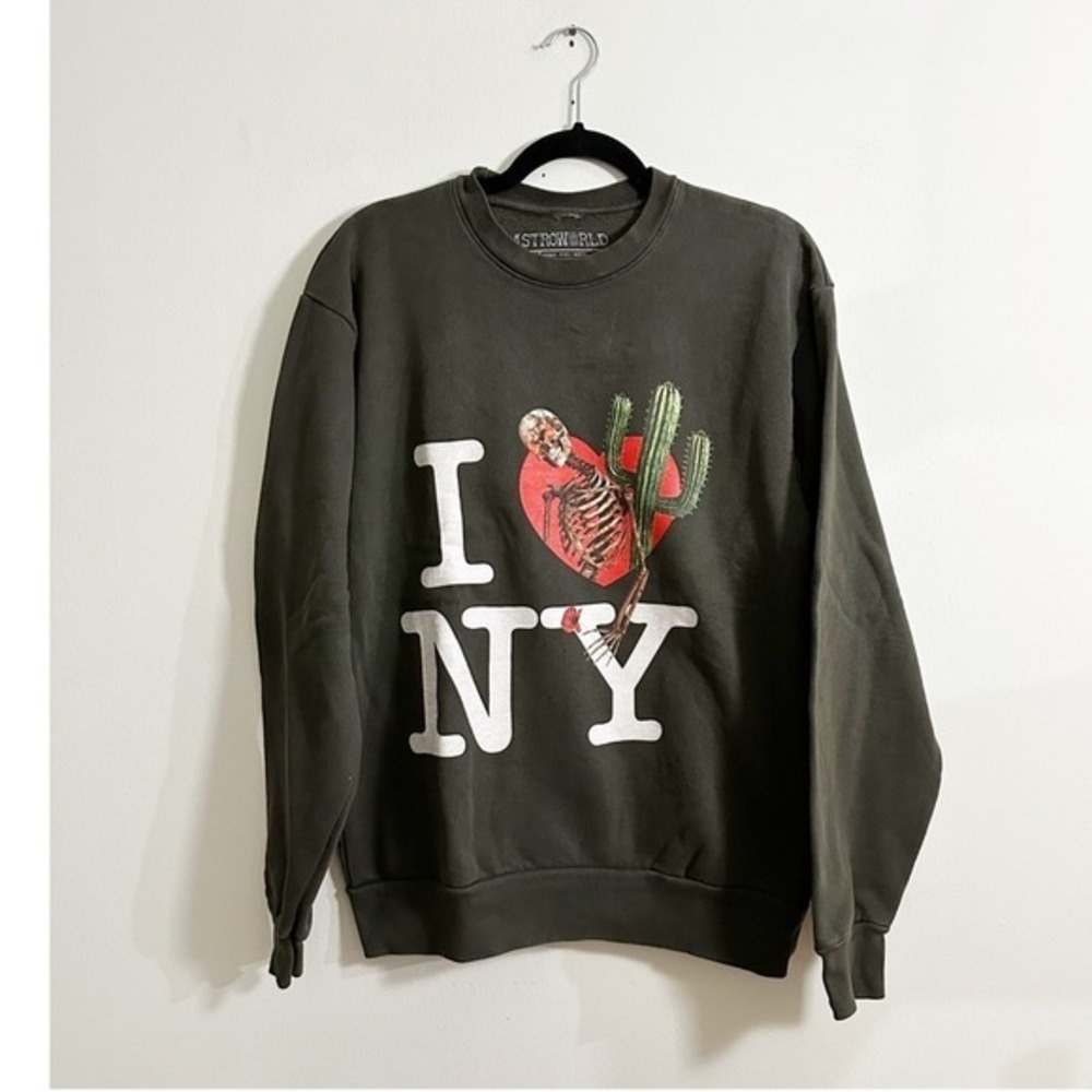 Travis Scott Astroworld I Love NY crewneck Sweatshirt‎ Dark Grey Size Small